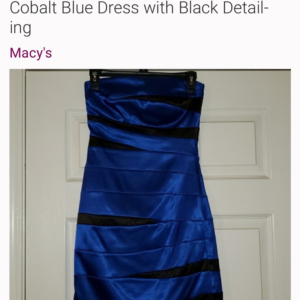 B Darlin Strapless Blue and Black Dress